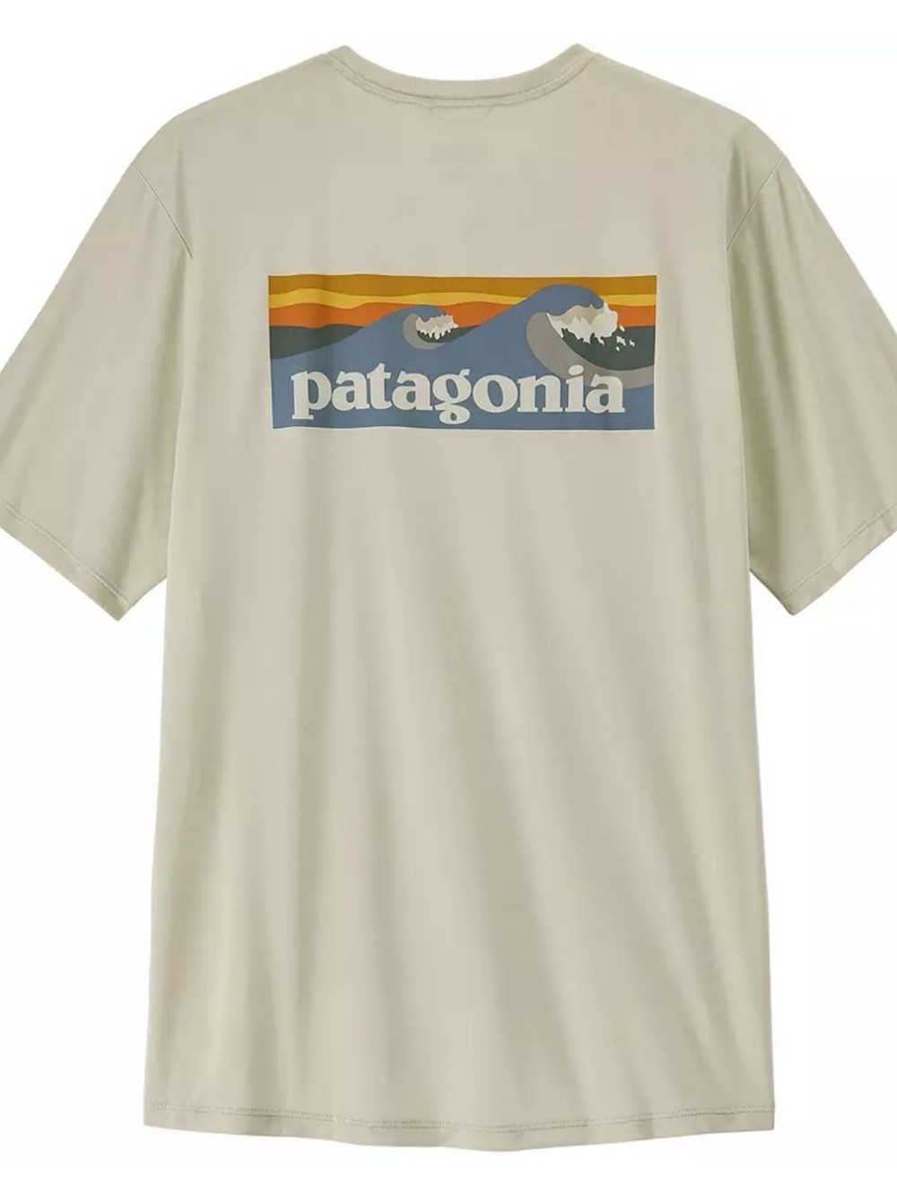 Patagonia Capilene Cool Daily Boardshort Logo Tee Mens M Cream DYWH 45481